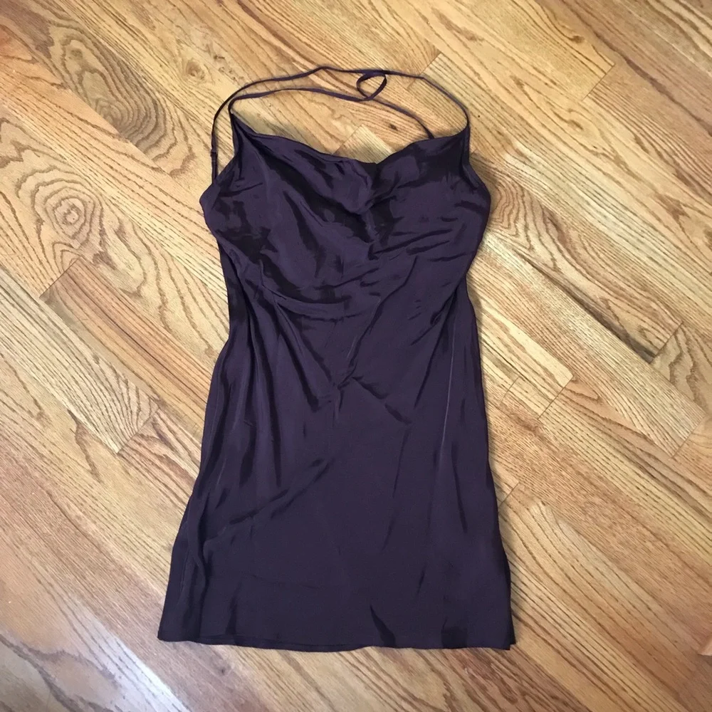 H&M Brown Satin Mini Dress NWT - Picture 1 of 6